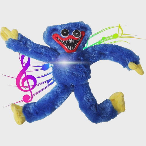 Poppy Playtime Jogo Brinquedos Boneco Pelúcia Huggy Wuggy Musical 60CM Azul Escuro