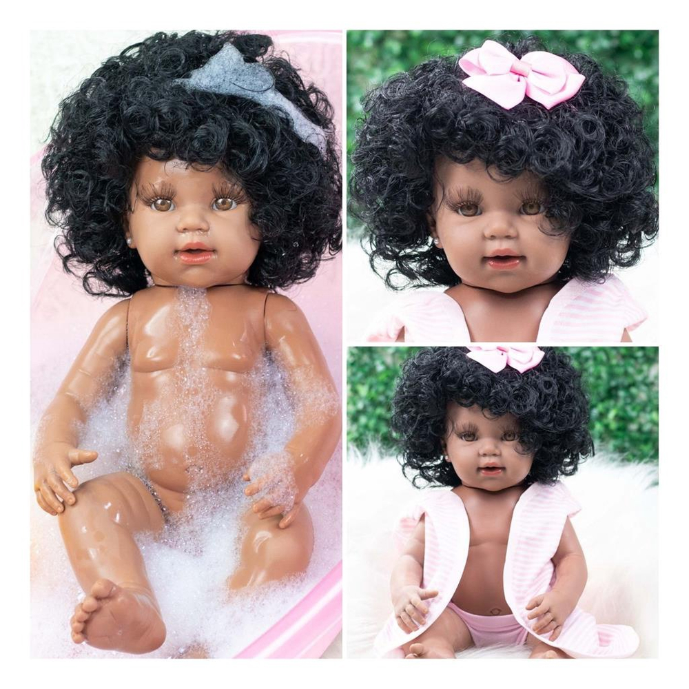 Bebê Reborn Original Linda Menina Cabelo Afro 100% Silicone em Promoção na  Americanas