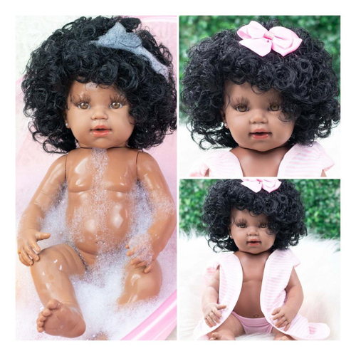 Boneca Bebe Reborn Girafinha Pretinha Fofa Cabelo Cacheado em Promoção na  Americanas