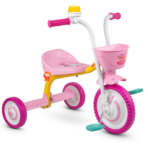 Triciclo Infantil Motoca Minnie para Passeio com Empurrador e Proteção  Xalingo