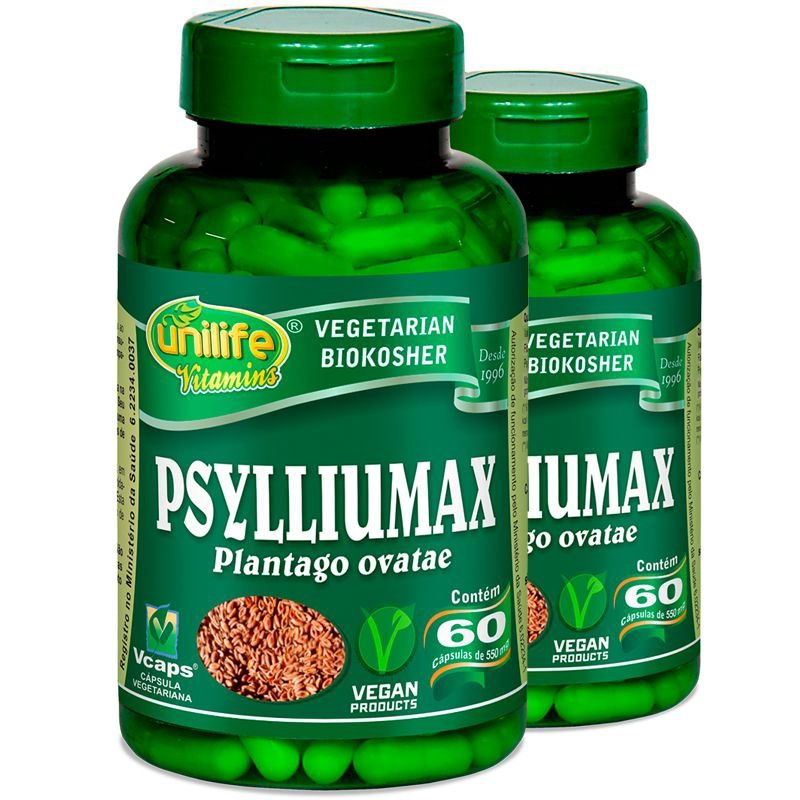 Kit 2 Psyllium Unilife Psylliumax 60 Cápsulas | Submarino