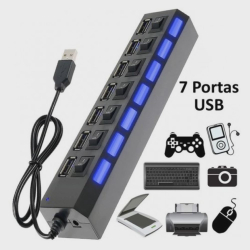 Hub USB 2.0 Extensor USB 7 Portas Switch On/Off Led Indicador 480mbps é boa?
