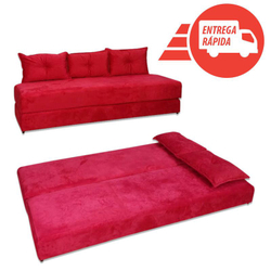 Sofá cama casal e Sofá cama de solteiro Suede Vermelho – Modelo Net é boa?