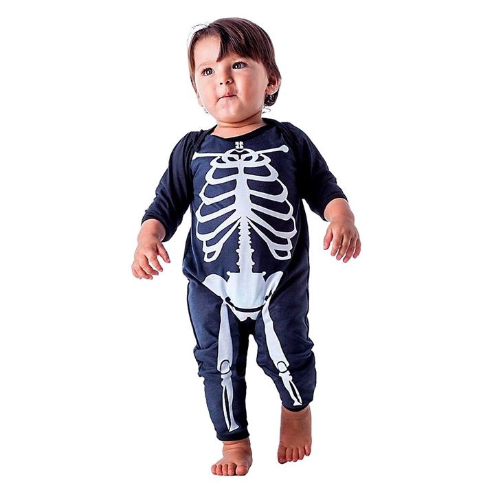 Fantasia Halloween Infantil Esqueletinho Baby - Extra Festas