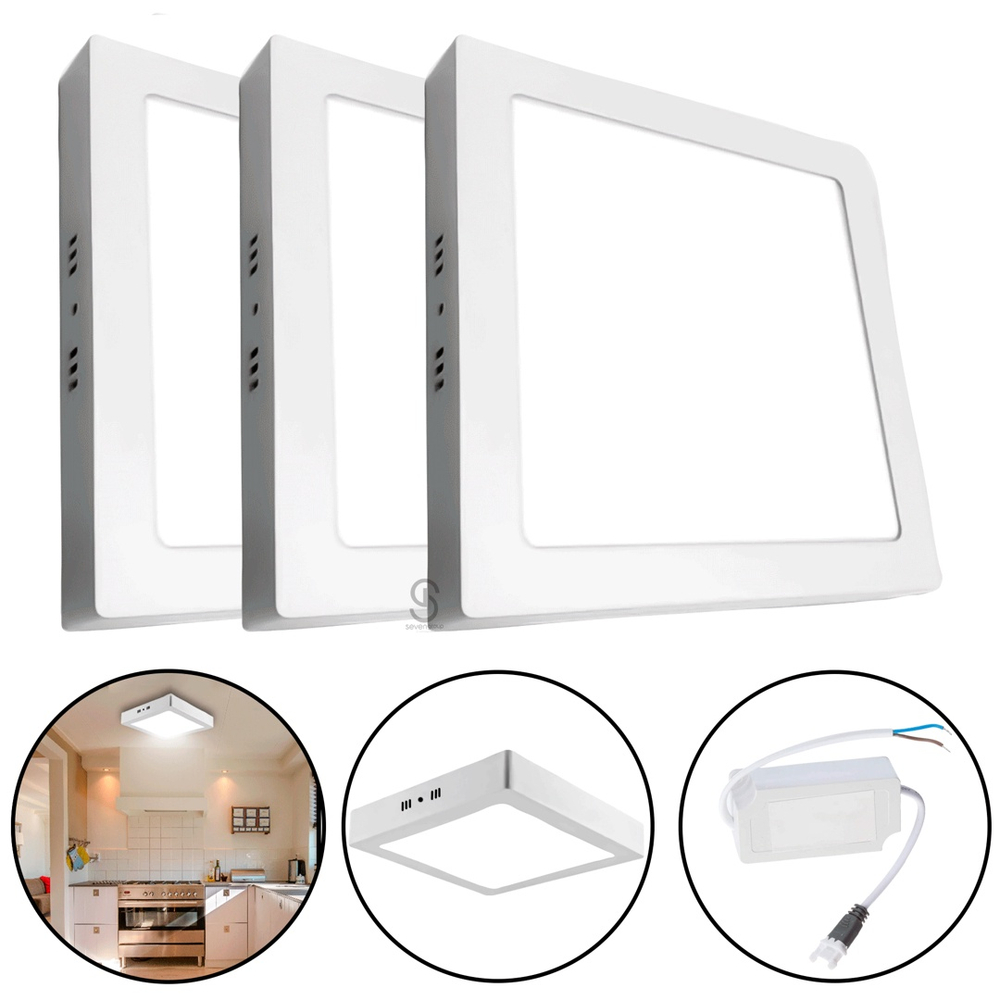 Kit Plafon Painel W Quadrado Sobrepor Luz Lumin Ria Led No Shoptime