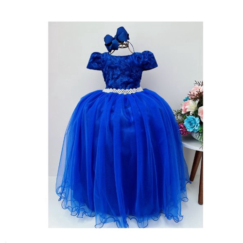 Vestido Infantil Azul Daminha Cinderela Aniversário Festa Princesa Frozen 1  Ao 3 Luxo - Baby's - Vestido Infantil - Magazine Luiza