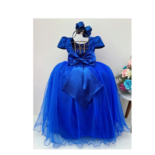 Vestido Infantil Princesa Luxo Azul Royal