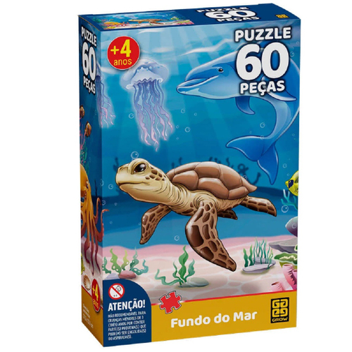 Quebra Cabeça Infantil Gigante Educativo Fundo do Mar 12 Pçs