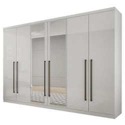 Guarda-Roupa Casal Bari 8 Gavetas c/ espelho – Novo Horizonte - Branco Menor preço em Guarda-Roupa Casal Bari 8 Gavetas c/ espelho – Novo Horizonte - Branco