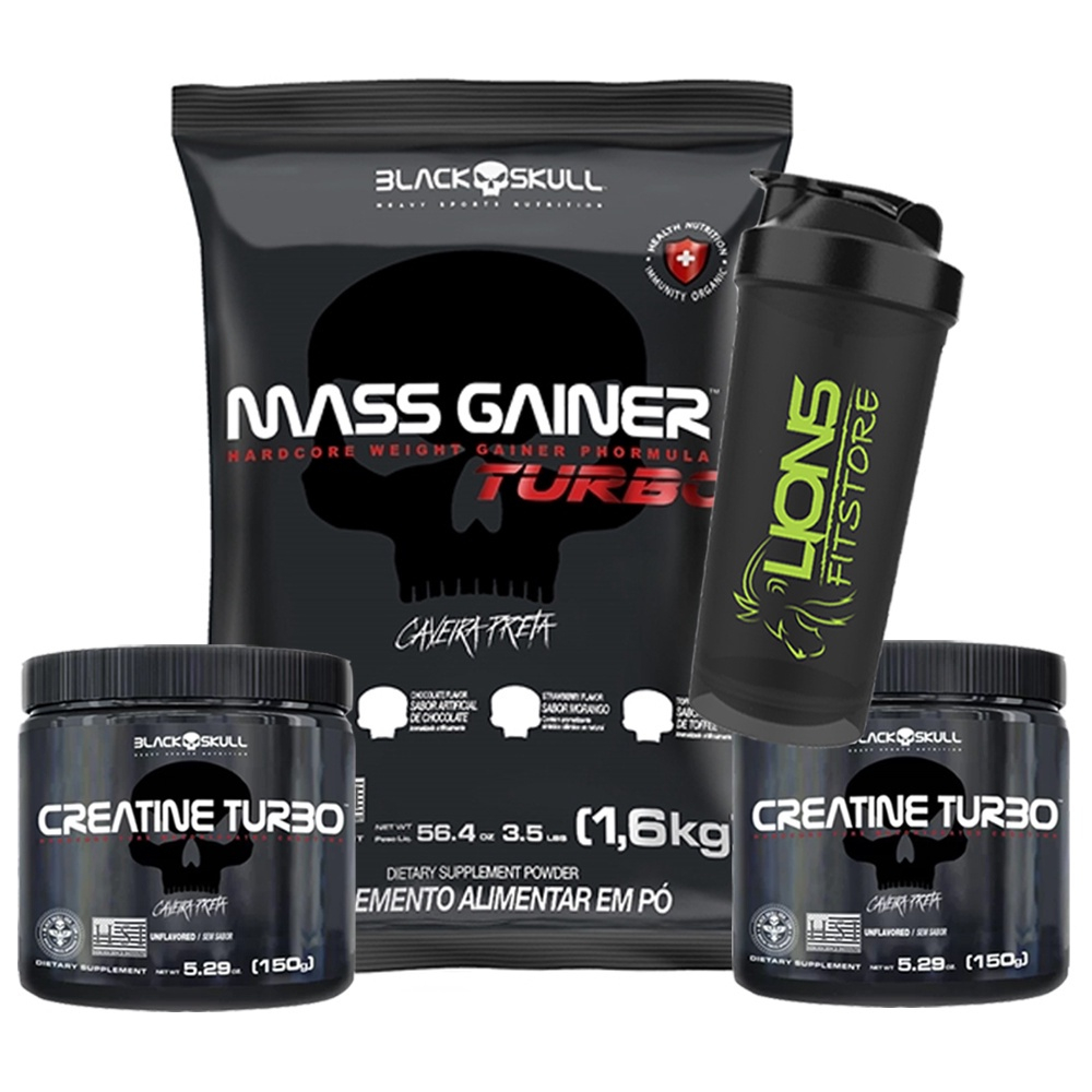 Whey Turbo G Sabor Morango Black Skul X Creatina Turbo G Black