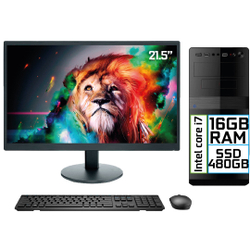Menor preço em Computador Completo Intel Core i7 16GB ssd 480GB Monitor LED 21.5 hdmi EasyPC Go