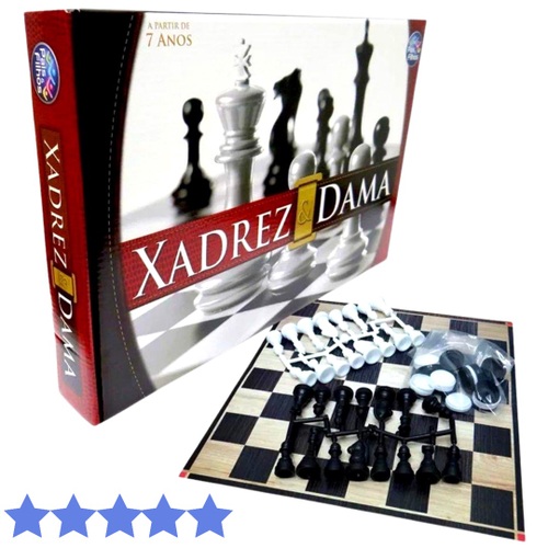 Jogo De Xadrez E Dama Tabuleiro Dobravel De Madeira Oficial no Shoptime