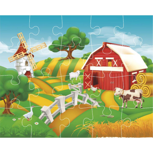 Quebra-cabeça De Madeira Irregular Fun Farm Com Caixa De Presente