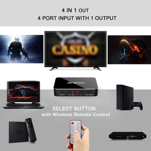 Interruptor hdmi 2 0 4k hdr 4 em 1 interruptor hdmi com extrator de
