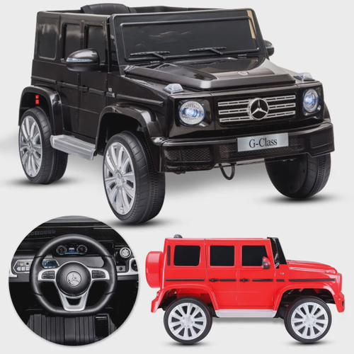 Carro Elétrico Infantil Mercedes Benz G500 2 Portas Preto Vermelho com Controle Remoto