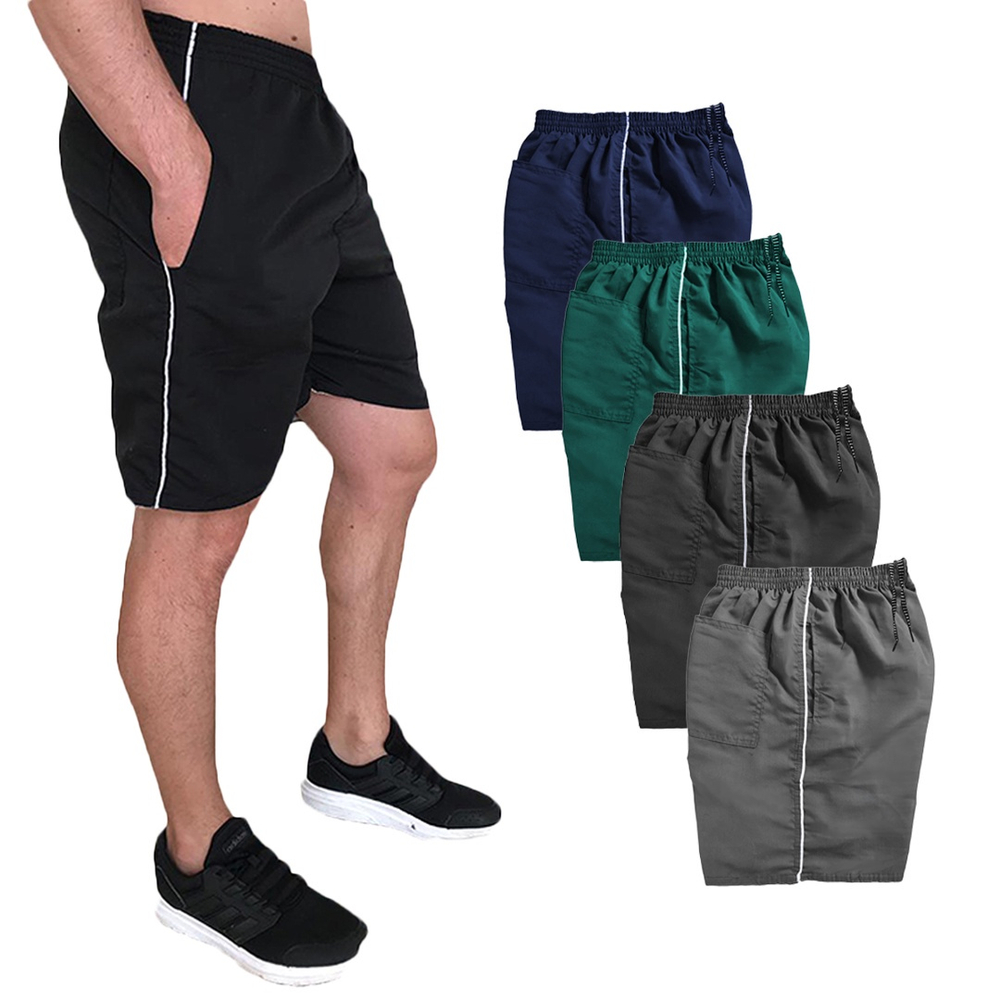 Kit 4 Short Masculino 1 Listra Tactel 3 Bolsos Bermuda No Shoptime