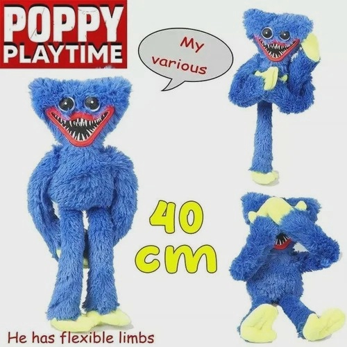 Poppy Playtime Jogo Boneco Pelúcia Huggy Wuggy Azul Escuro em