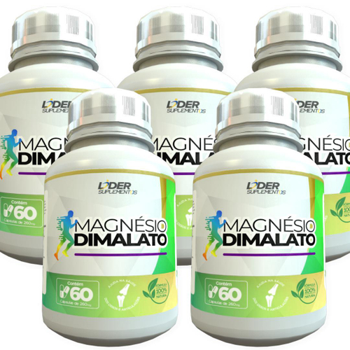 Magnésio Dimalato - 60 Cápsulas De 500Mg Kit Com 5 Potes Em Promoção Na ...