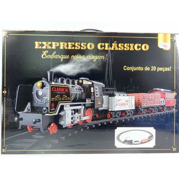 Ferrorama Trem Clássico Solta Fumaça 8 Peças no Shoptime