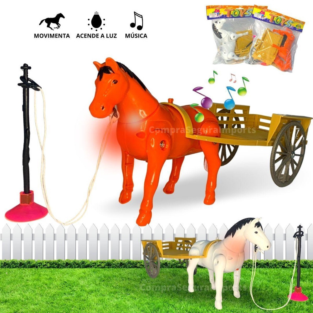 Cavalinho De Brinquedo Com Carroça Anda Animal Cavalo em Promoção na  Americanas