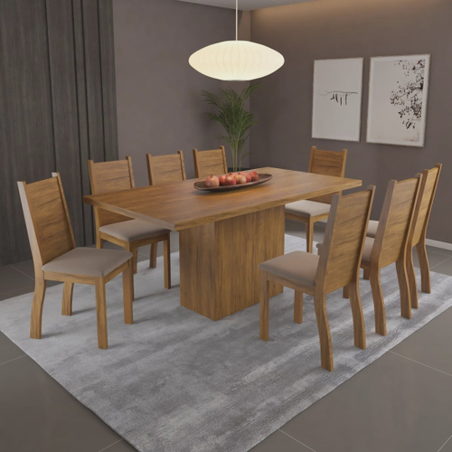 Conjunto Sala de Jantar Carol 180 MDF Laqueado com 06 Cadeiras