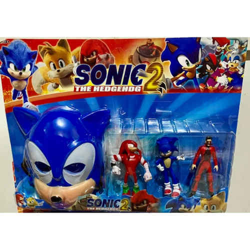 Cartela kit com brinquedos bonecos do Sonic Filme