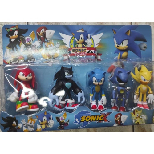 Kit 5 Bonecos Sonic X Coleção Brinquedo + Boné + Cards