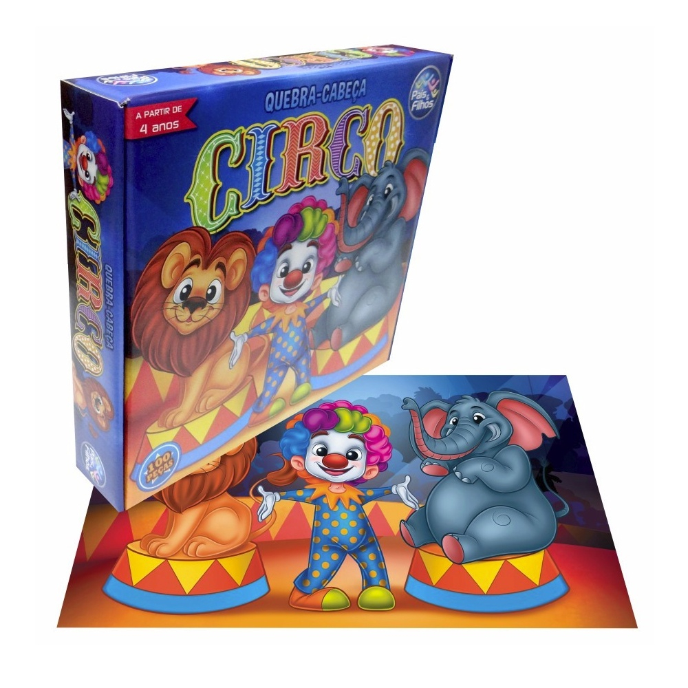 Brinquedo Infantil Jogo Quebra Cabeça 100 Peças Circo Pais e Filhos -  Papellotti