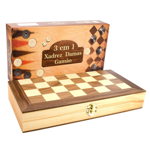 Jogo de xadrez De Madeira 3 Em 1 29 x 29 Cm em Promoção na Americanas