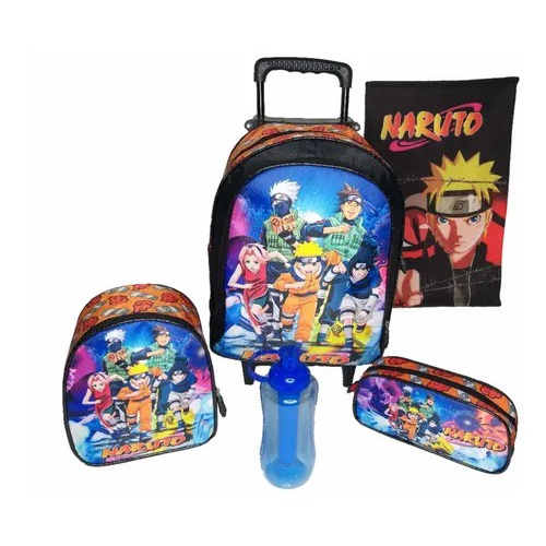 Kit mochila e estojo grande padrão escolar Naruto uzumaki versão