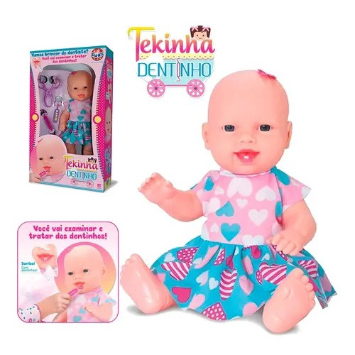 Boneca Tekinha Meus Primeiros Dentinhos Bebe Infantil Menina no