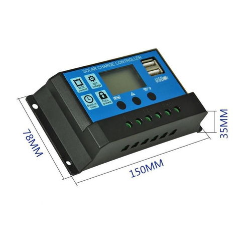 Controlador De Carga Para Painel Solar 30A Usb 12/24V Pwm - MaxPow