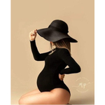 Body Feminino Ensaio Gestante Manga Longa Gola Alta