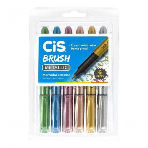 Caneta Pincel Metalica Pastel Cis Dual Brush Pen Estojo - Imagem 2