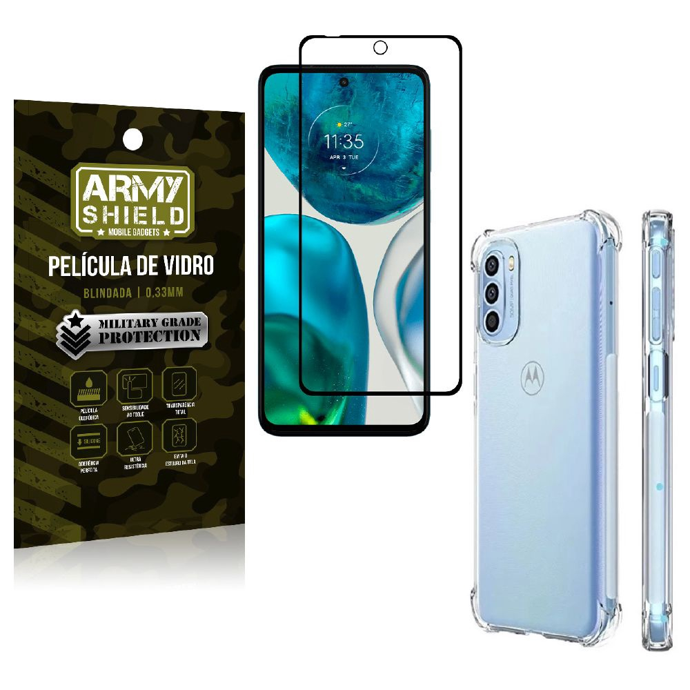 Kit Proteção Total Moto G52 Com Capa E Película 3d Armyshield No Shoptime