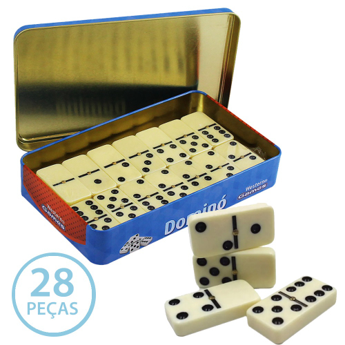 Domino Profissional De Osso: Estojo Com 28 Peças Para Jogos