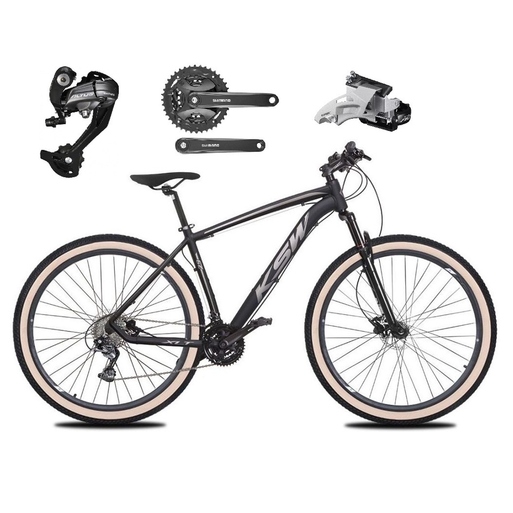 Bicicleta alumnio ksw shimano altus 24 vel freio hidrulico e