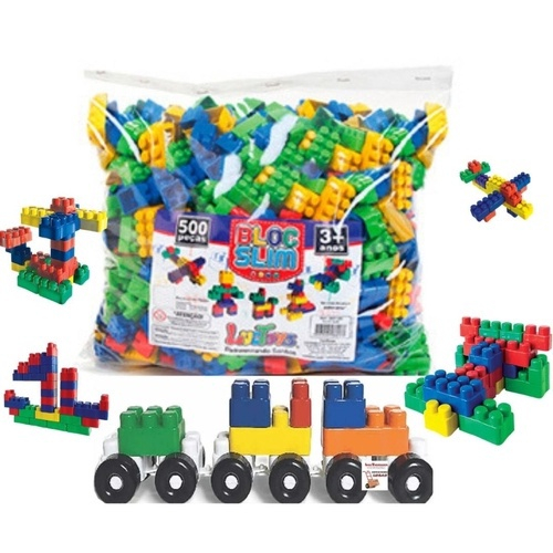 Brinquedo Infantil Blocos De Montar 180 Lego Grande + Bolsa