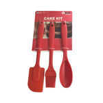 Kit Cozinha Com 3 Peças Culinaria De Silicone Cor Vermelho