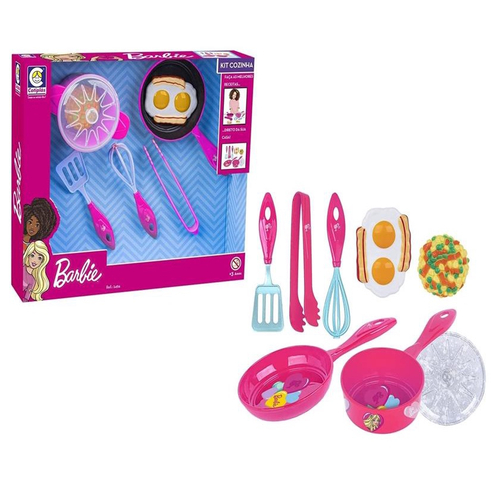 Kit Comidinhas De Brinquedo Bolo + Pizza Da Barbie Cotiplas