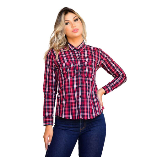 Camisa store feminina xadrez