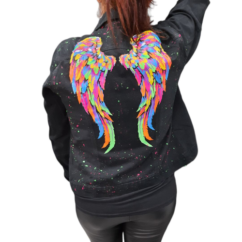 Jaqueta Feminina Personalizada Estampada De Asa Anjo Colorida
