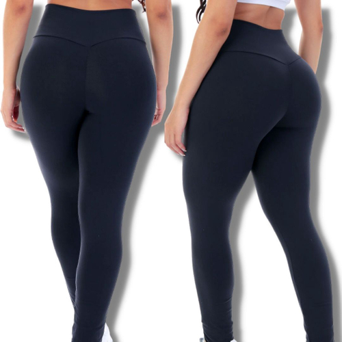 Calça Legging Fitness Suplex Cintura Alta Academia Levanta Bumbum Preta Lisa