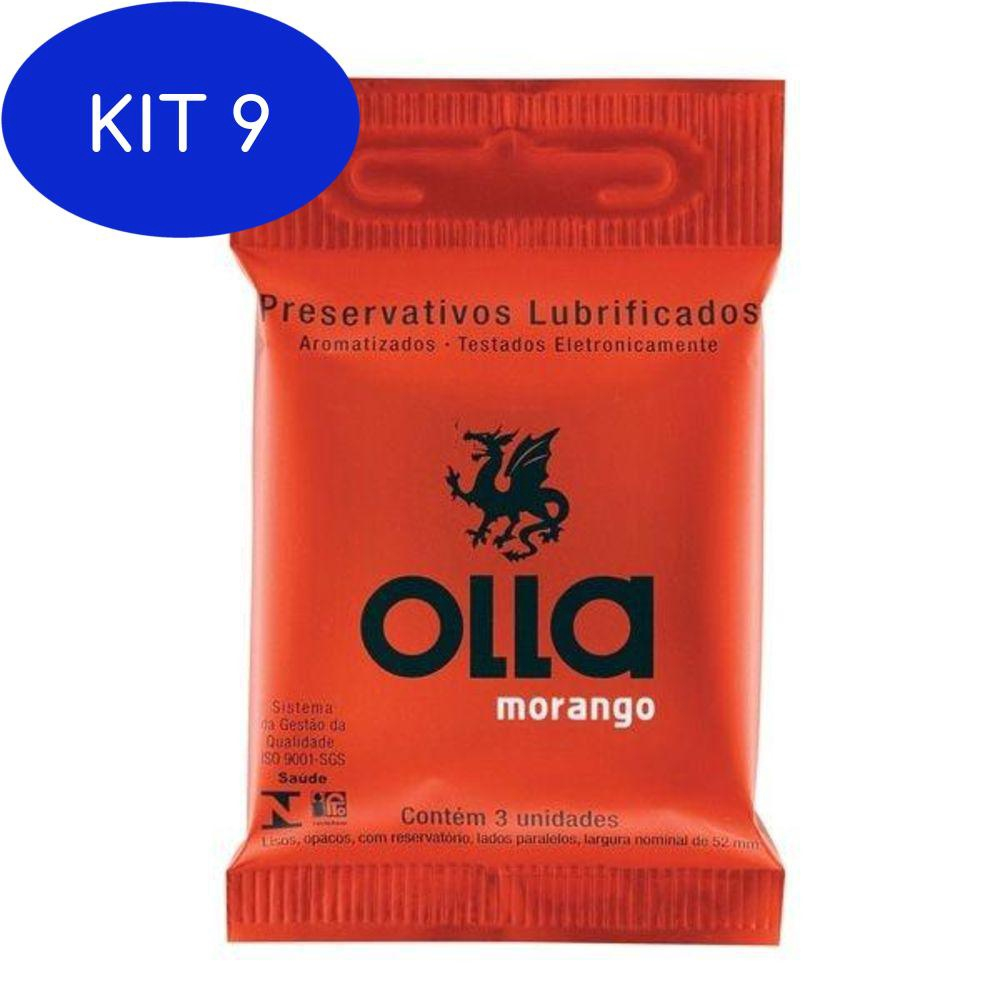 Kit 9 Camisinha Olla Sabor Morango Com 3 Preservativos em Promoção na  Americanas