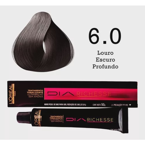 Tonalizante diarichesse 6.0 louro escuro profundo loreal professionnel 80G  em Promoção na Americanas