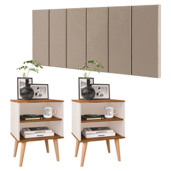 Conjunto Quarto Cabeceira Queen 1,60 Julia Bege com 2 Mesas de Cabeceira rpm - Off White/Canela é boa?