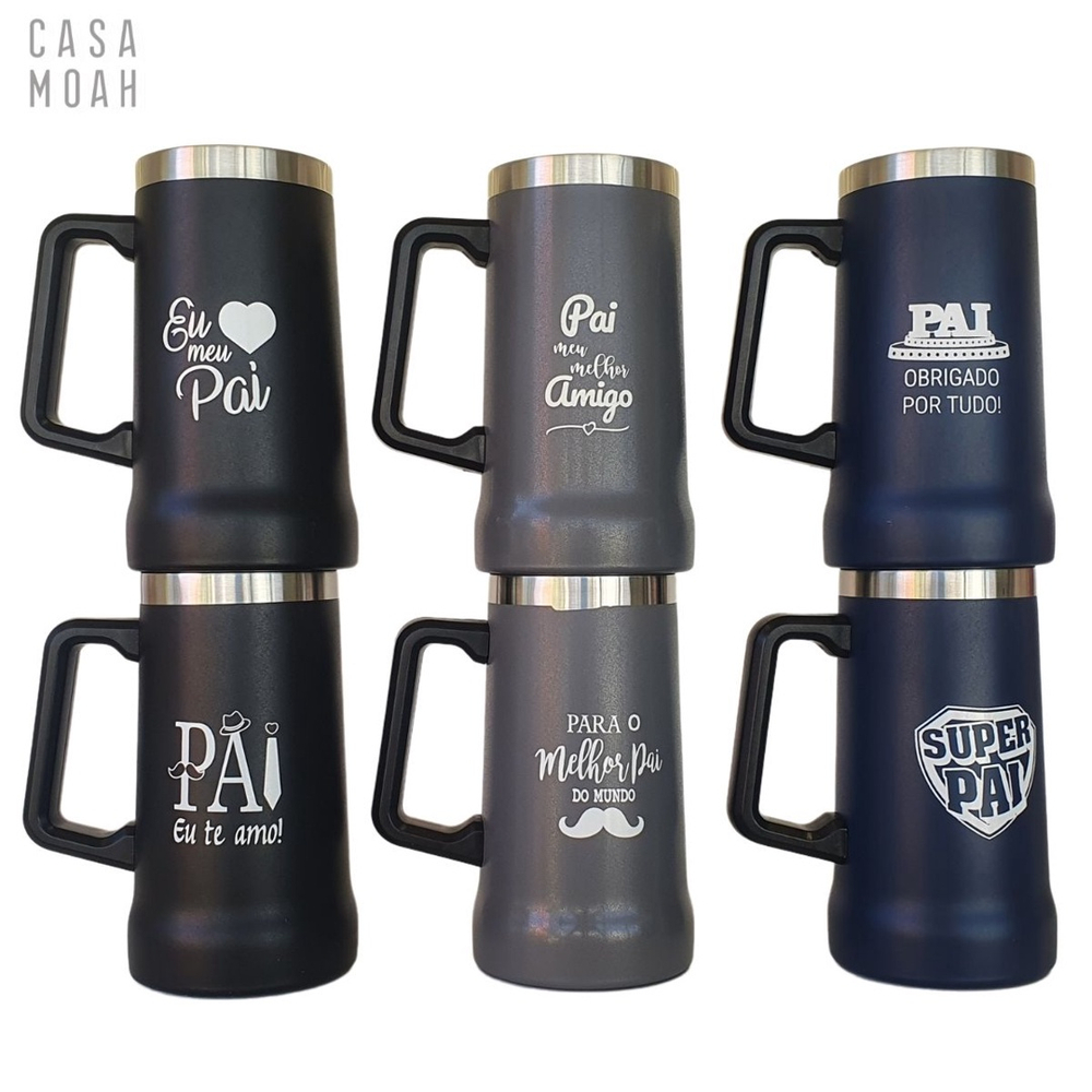 Caneca Térmica Pais Inox Cinza Útil Bazar 700ml - freitasvarejo