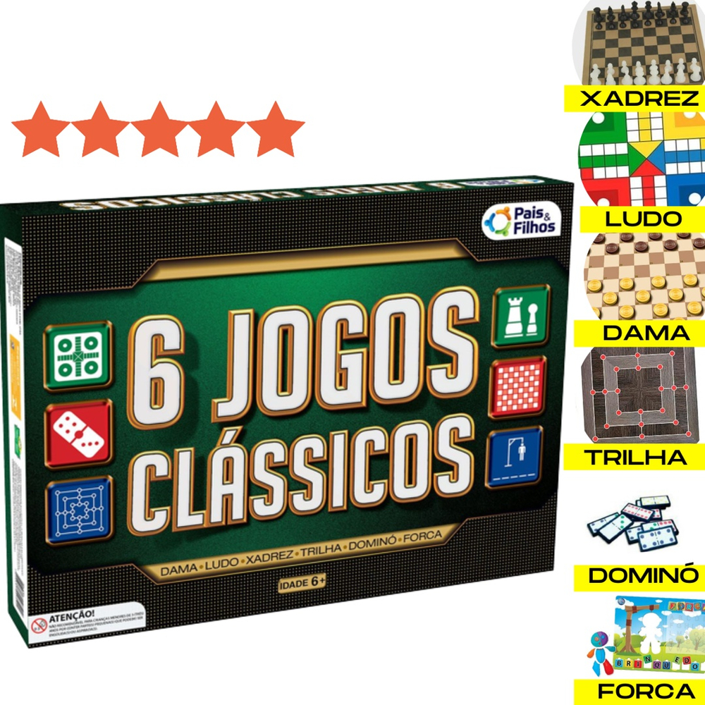 6 Jogos Classicos Tabuleiro Reunidos Dama Ludo Xadrez 6 Em 1