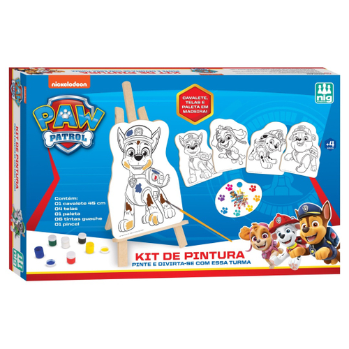 Kit Pintura Infantil no Cavalete c/ 1 Tela, 2pinceis,6guache