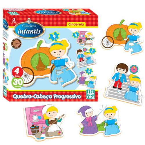 Brinquedo Kit com 02 Jogos Quebra Cabeça Princesas Infantil com 30